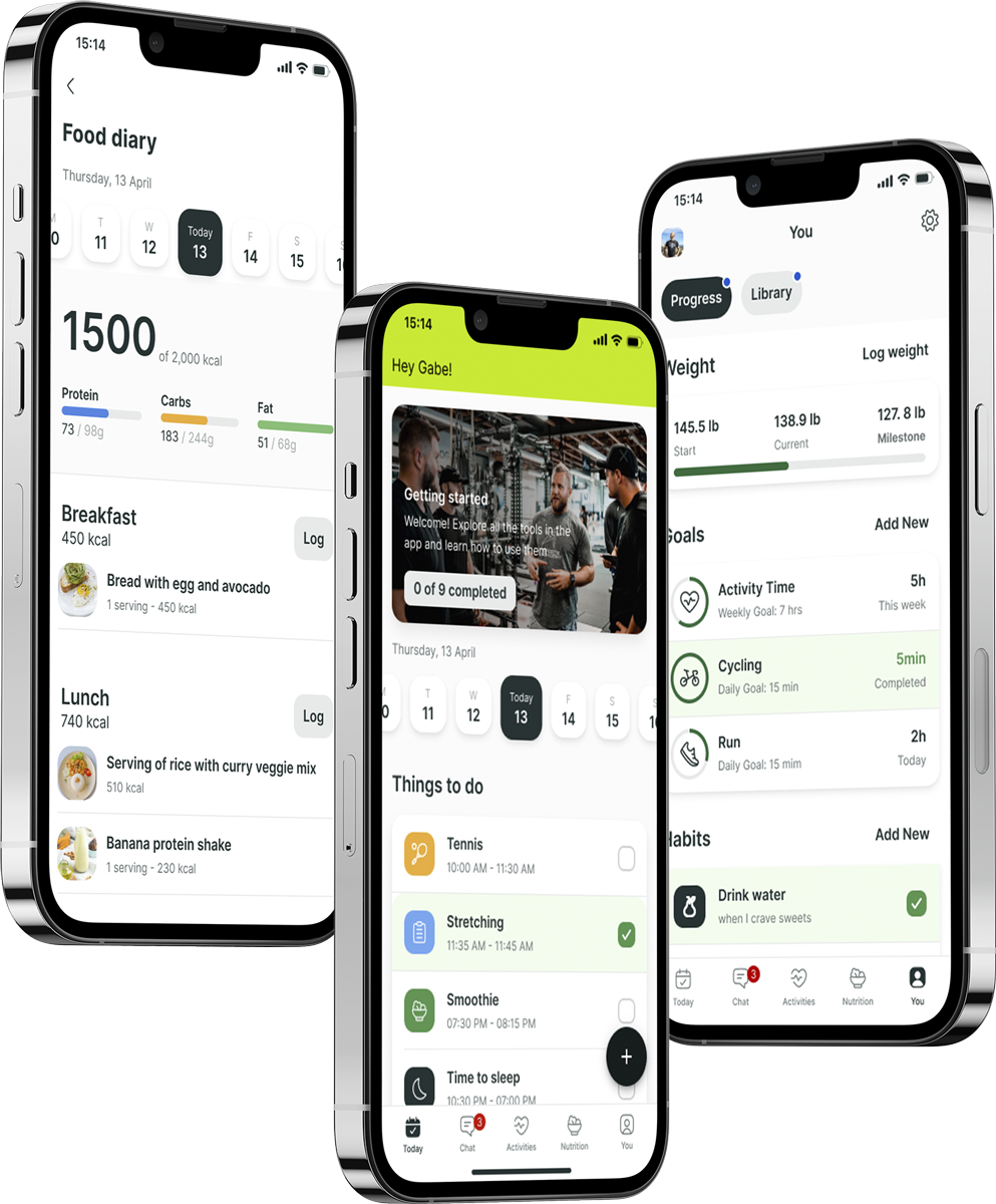 A mockup of the coaching app showcasing the features.